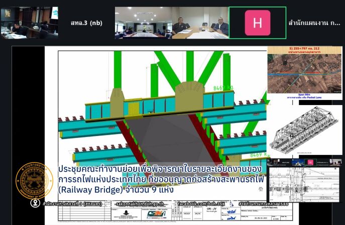 ประชุมคณะทำงานย่อยเพื่อพิจารณา การรถไฟที่ขออนุญาตก่อสร้างสะพานรถไฟ (Railway Bridge) จำนวน 9 แห